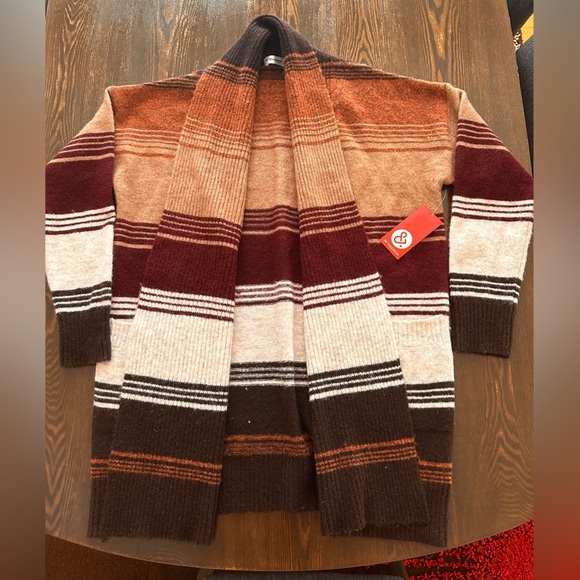 Women's Medium 89 & Madison NWT Chocolate Fudge Stripe long Knit Sweater - Picture 1 of 5